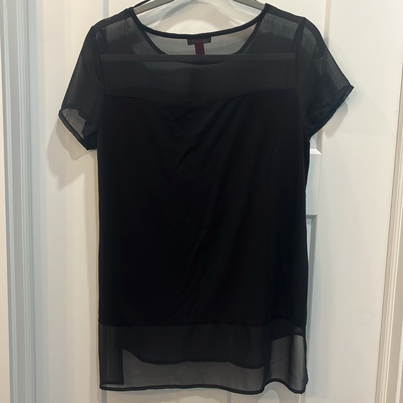 Vince Camuto short sleeve sheer black shirt - Picture 7 of 8